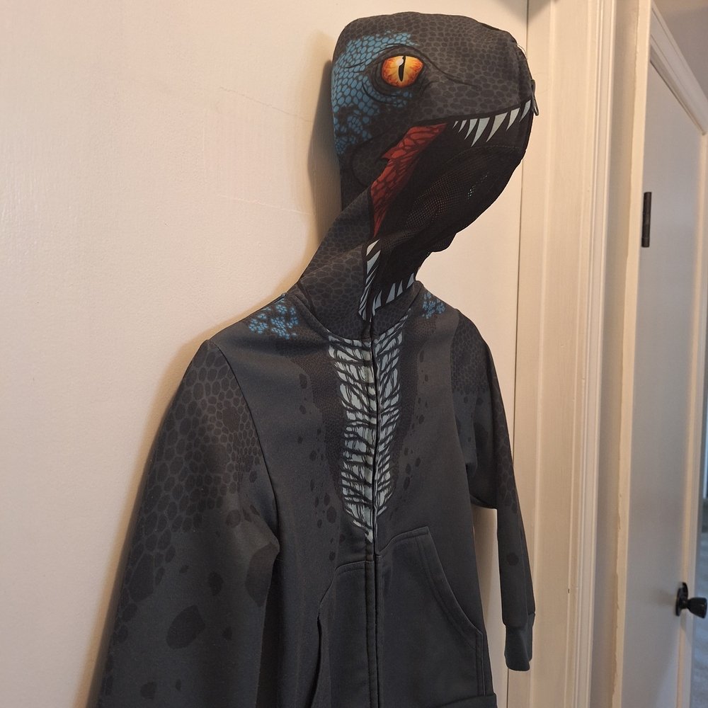 Jurassic World Raptor Dinosaur Hoodie Jacket with Mesh Mask Hood XS